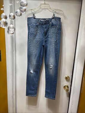 Seven7 Studded Skinny Jeans in Blue